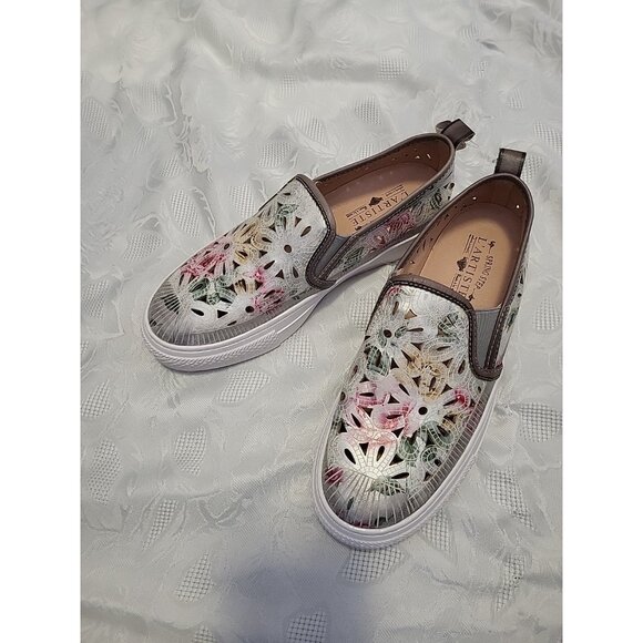 L'Artiste by Spring Step Leather Slip-Ons Denofeden Gray Multi EU 38 US 7.5-8 - Picture 2 of 8